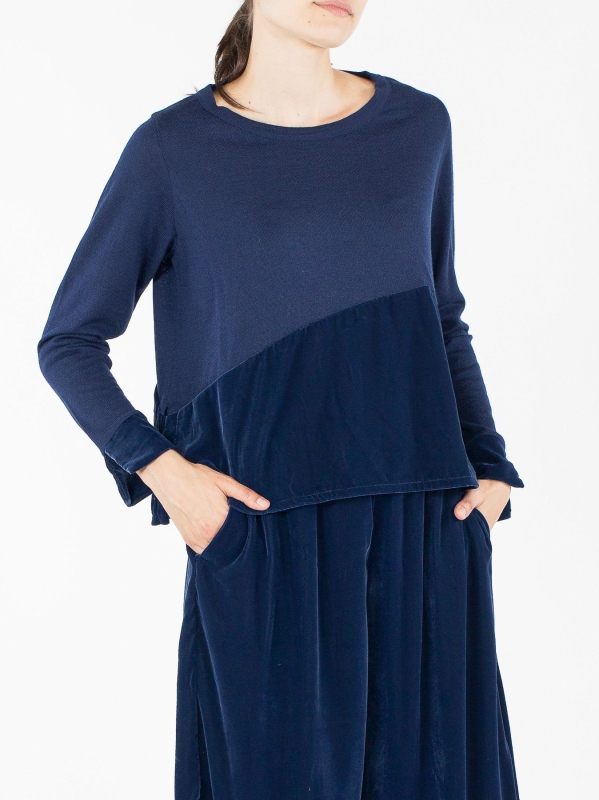 Maglia scatoletta con inserto in velluto