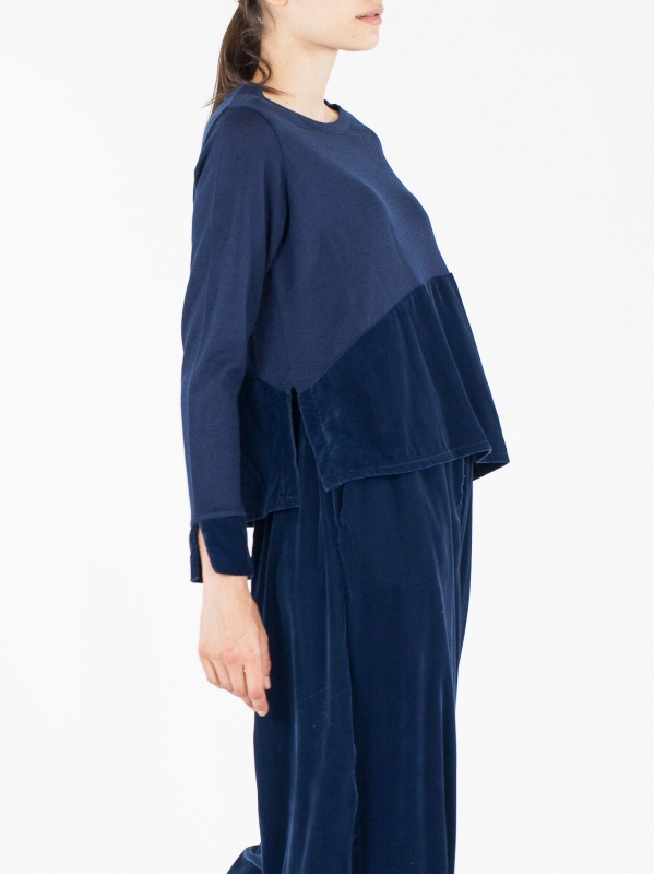 Maglia scatoletta con inserto in velluto