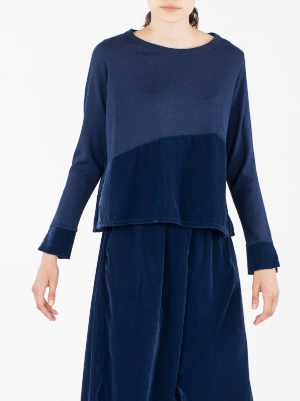 Maglia scatoletta con inserto in velluto