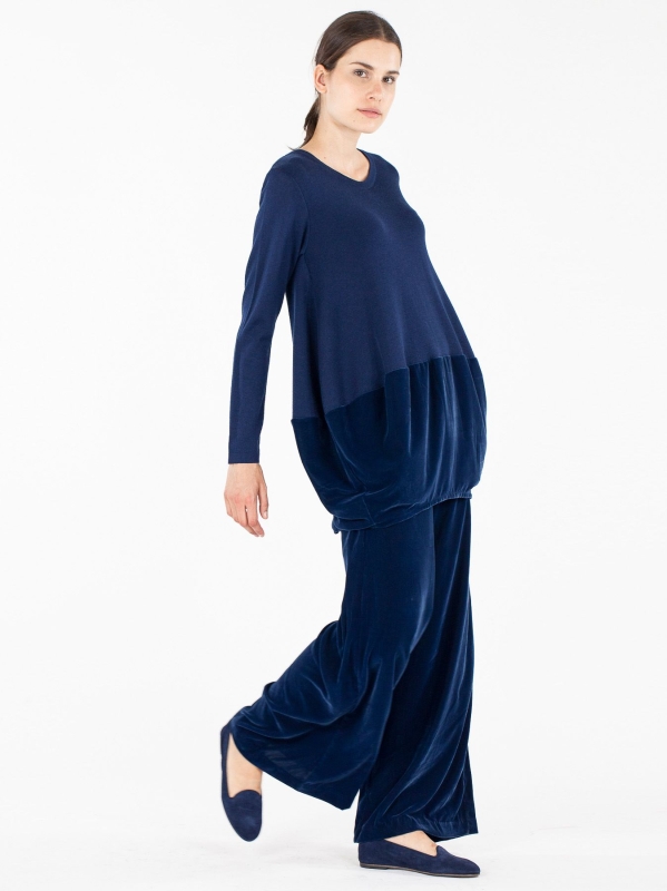 Maglia con inserto in velluto