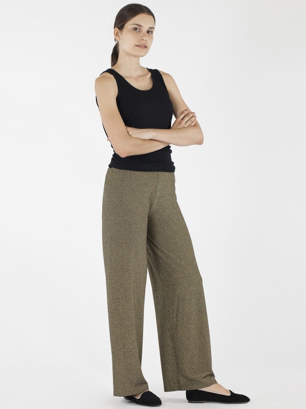 Pantalone morbido in lurex dorato
