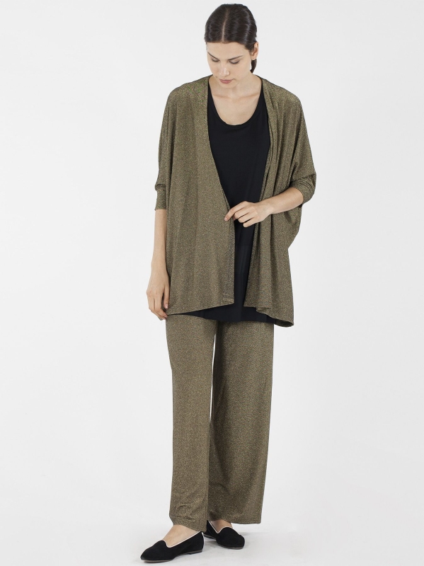 Cardigan poncho in lurex dorato