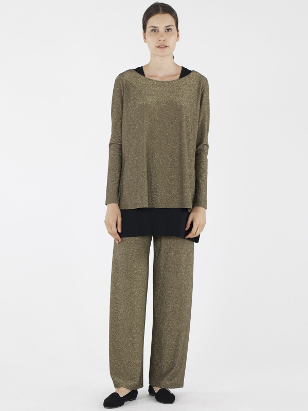 T-shirt scatoletta in lurex dorato