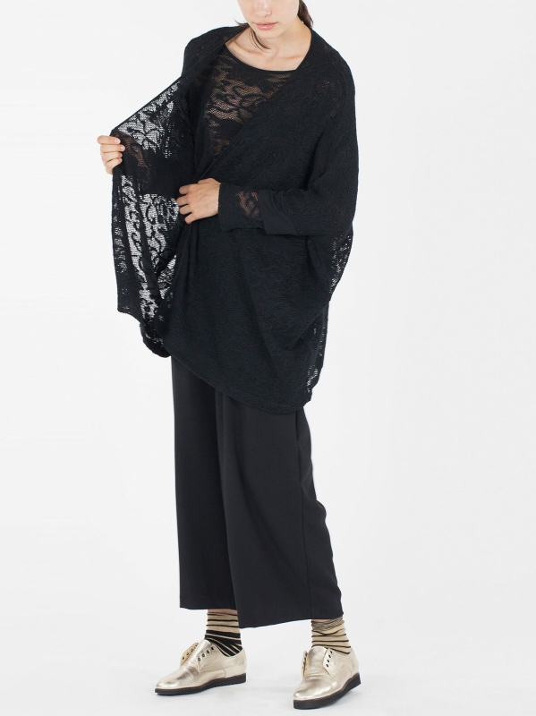 Cardigan poncho in pizzo