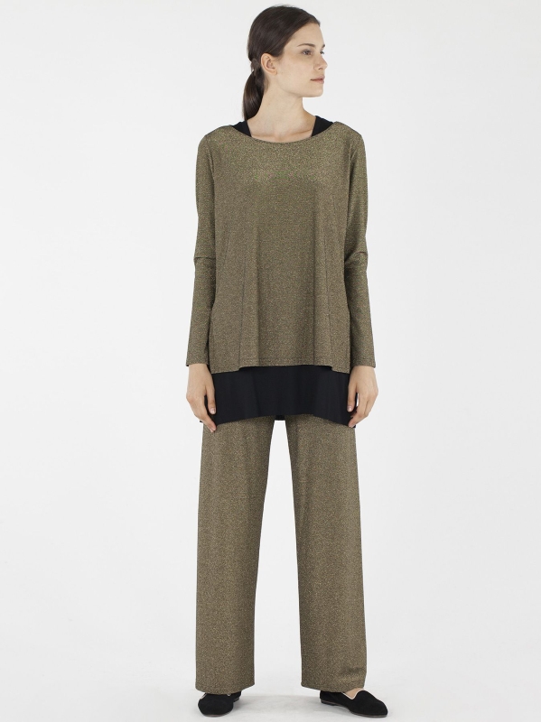 T-shirt scatoletta in lurex dorato