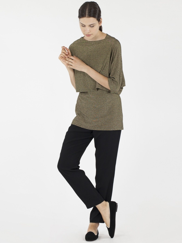 Poncho kimono corto in lurex dorato