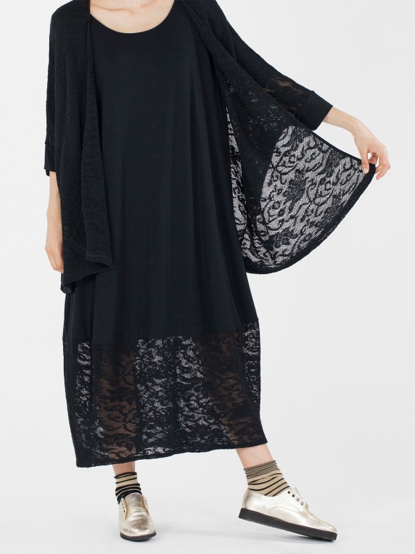 Cardigan poncho in pizzo