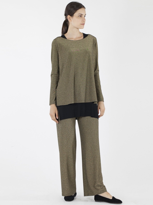 T-shirt scatoletta in lurex dorato