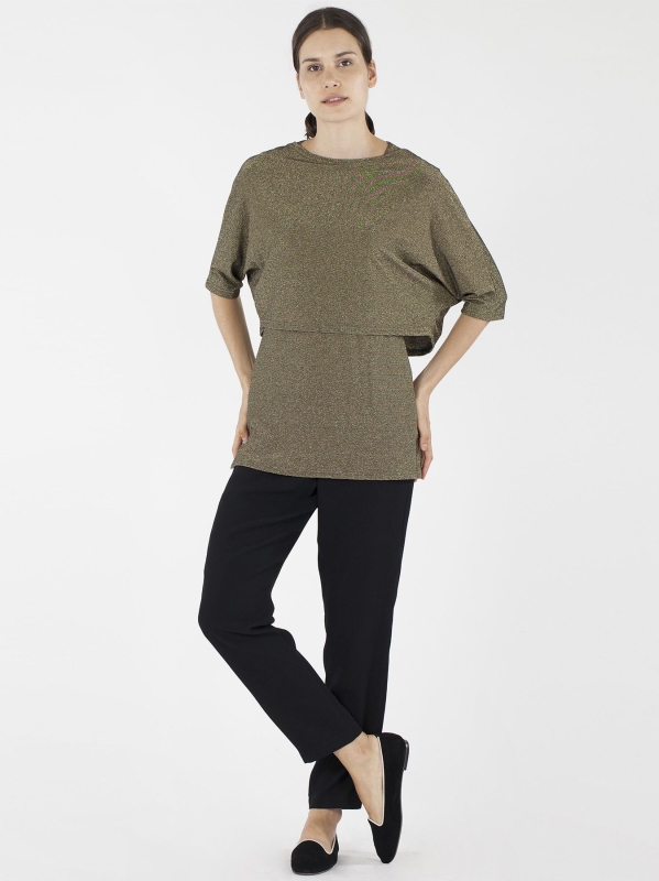 Poncho kimono corto in lurex dorato