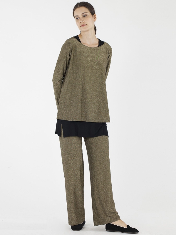 T-shirt scatoletta in lurex dorato
