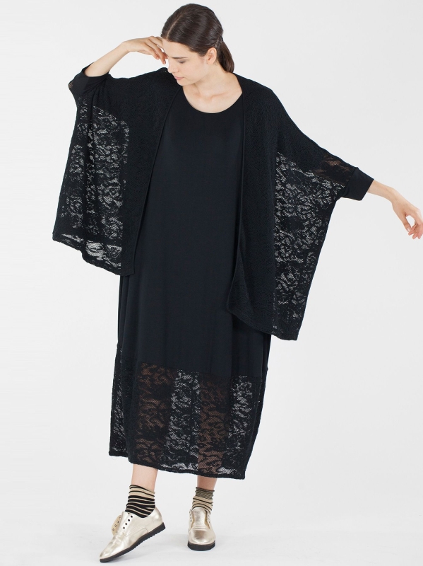 Cardigan poncho in pizzo