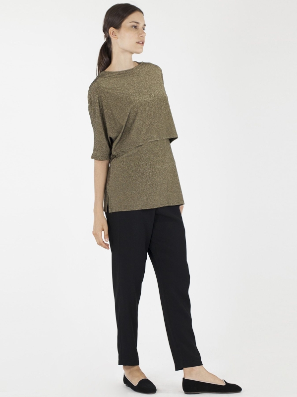Poncho kimono corto in lurex dorato