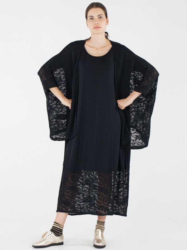 Cardigan poncho in pizzo