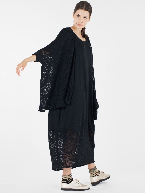 Cardigan poncho in pizzo