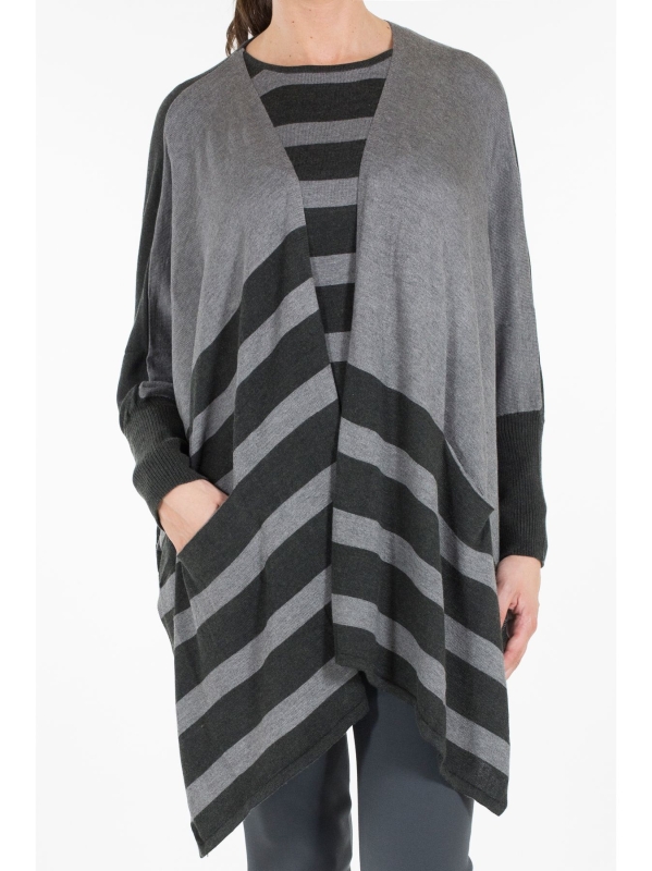 Maxi cardigan con dettaglio rigato