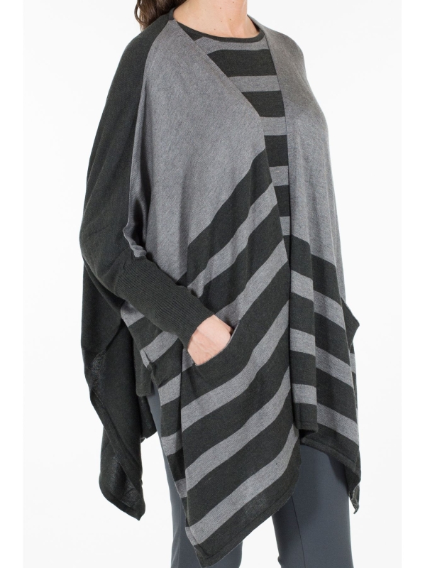 Maxi cardigan con dettaglio rigato