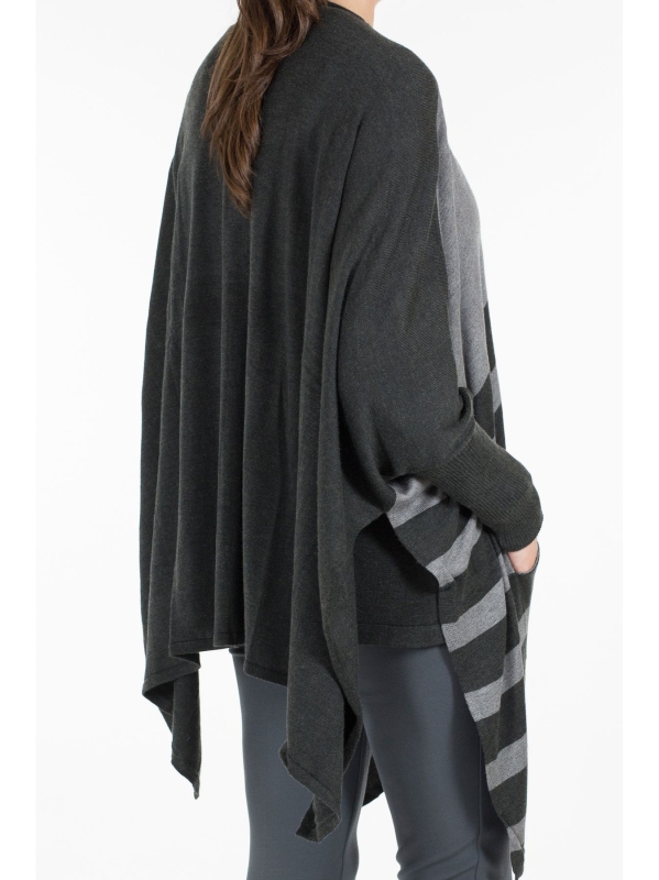 Maxi cardigan con dettaglio rigato