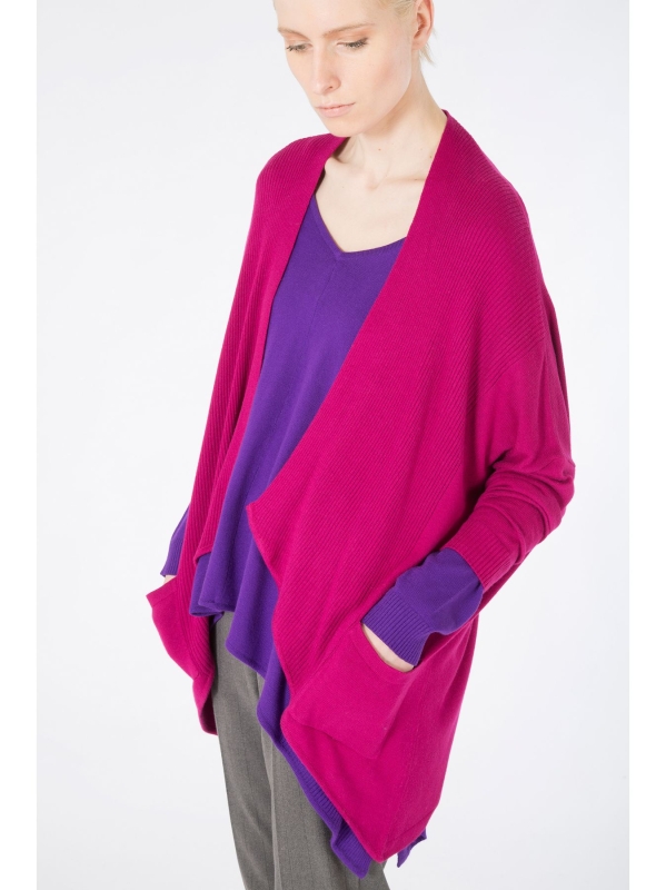 Maxi Cardigan con dettalio coste