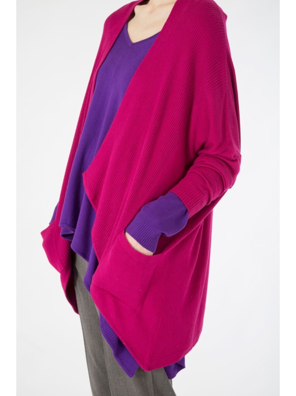 Maxi Cardigan con dettalio coste