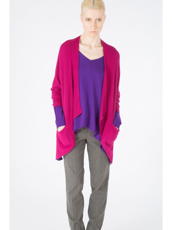 Maxi Cardigan con dettalio coste