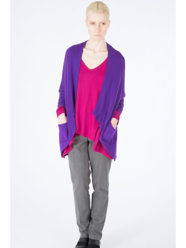 Maxi Cardigan con dettalio coste