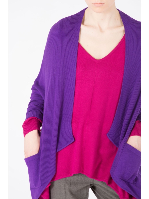 Maxi Cardigan con dettalio coste