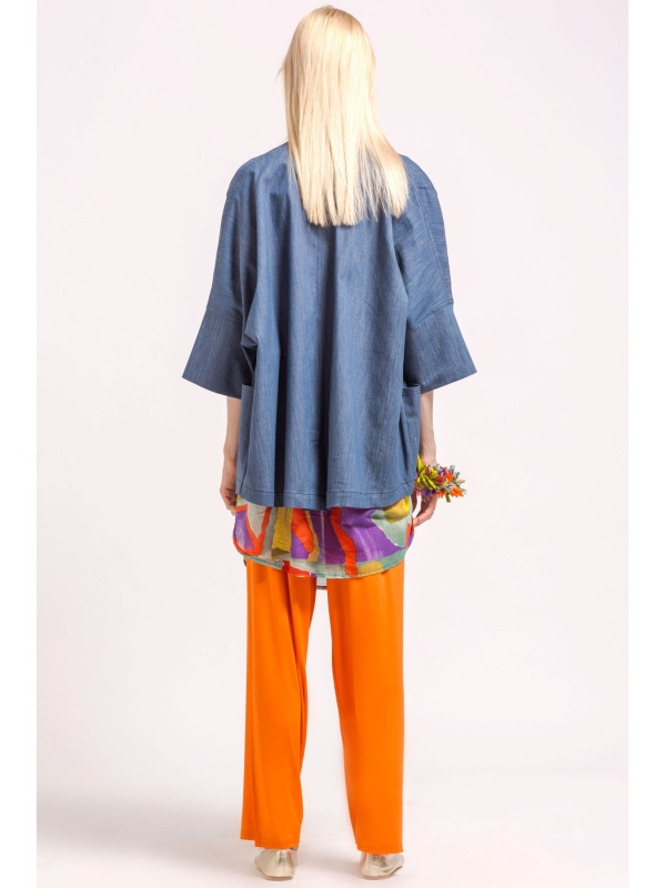 Giacca camicia in jeans con collo coreana