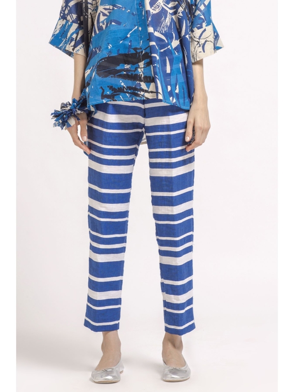 Pantalone a sigaretta in lino cotone
