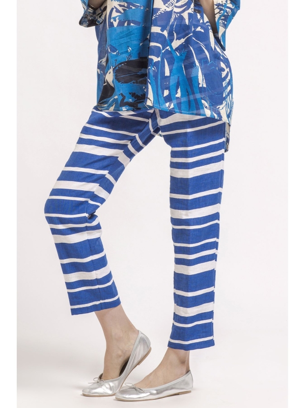 Pantalone a sigaretta in lino cotone