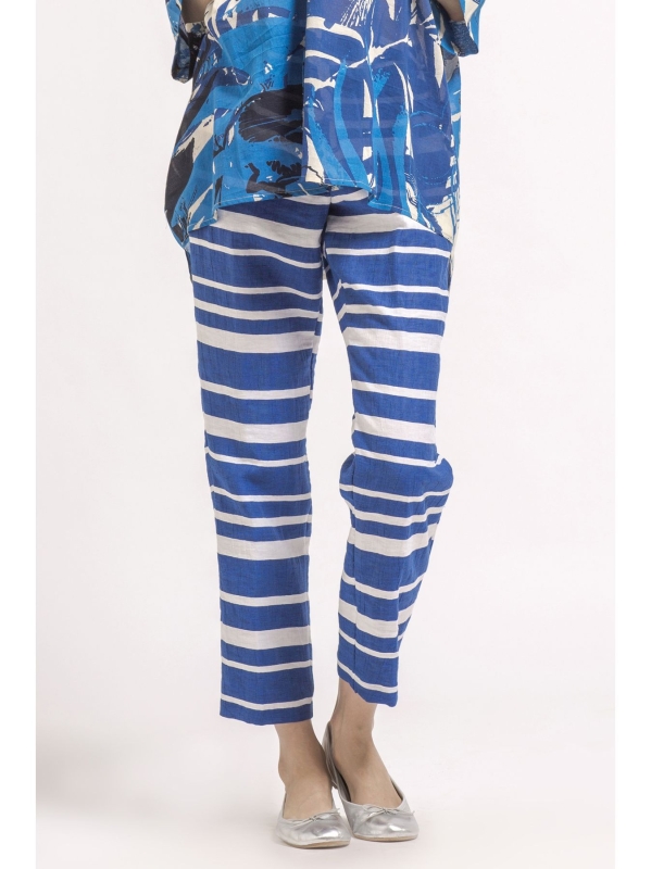 Pantalone a sigaretta in lino cotone