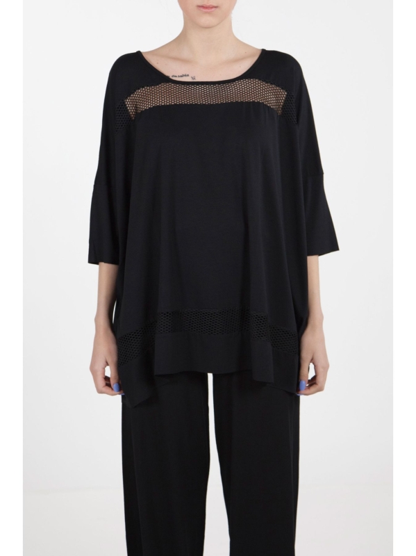 T-shirt scatoletta con inserto a rete