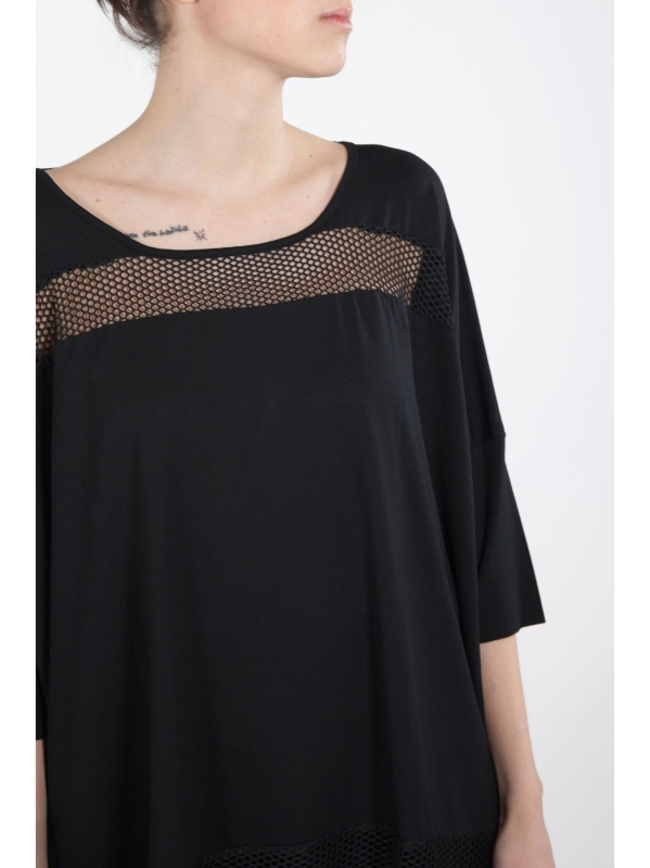 T-shirt scatoletta con inserto a rete