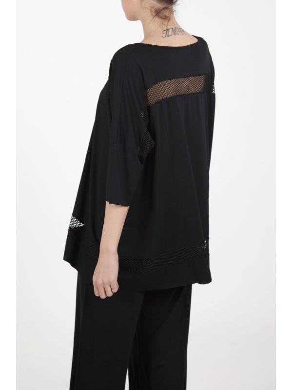 T-shirt scatoletta con inserto a rete