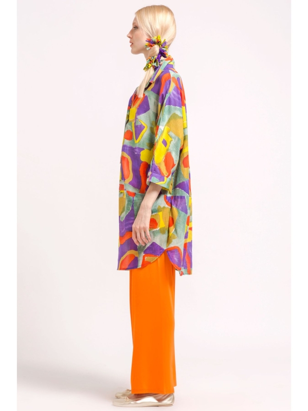 Camicia a uovo con stampa impressionista