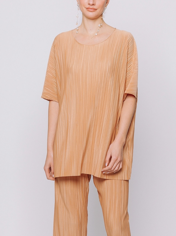 Maxi t-shirt a scatola plissè