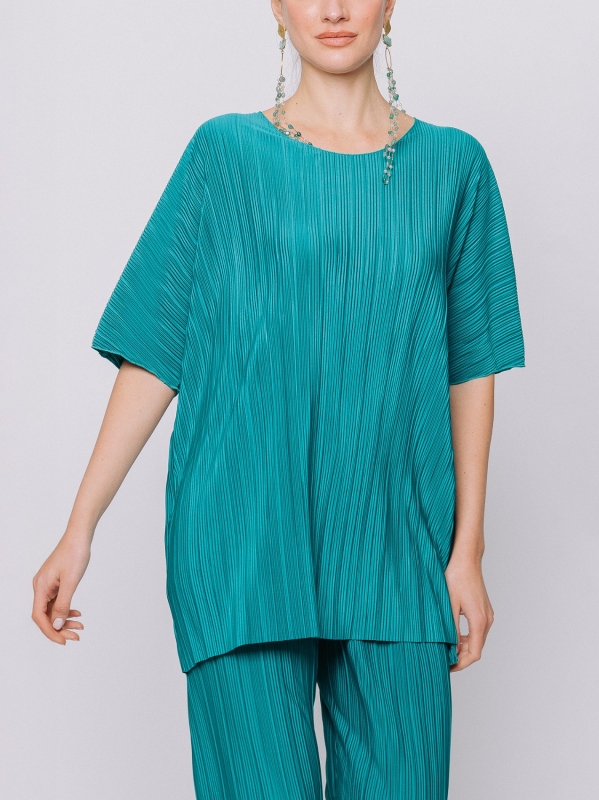 Maxi t-shirt a scatola plissè