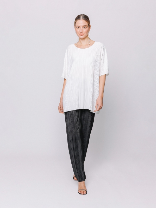 Maxi t-shirt a scatola plissè