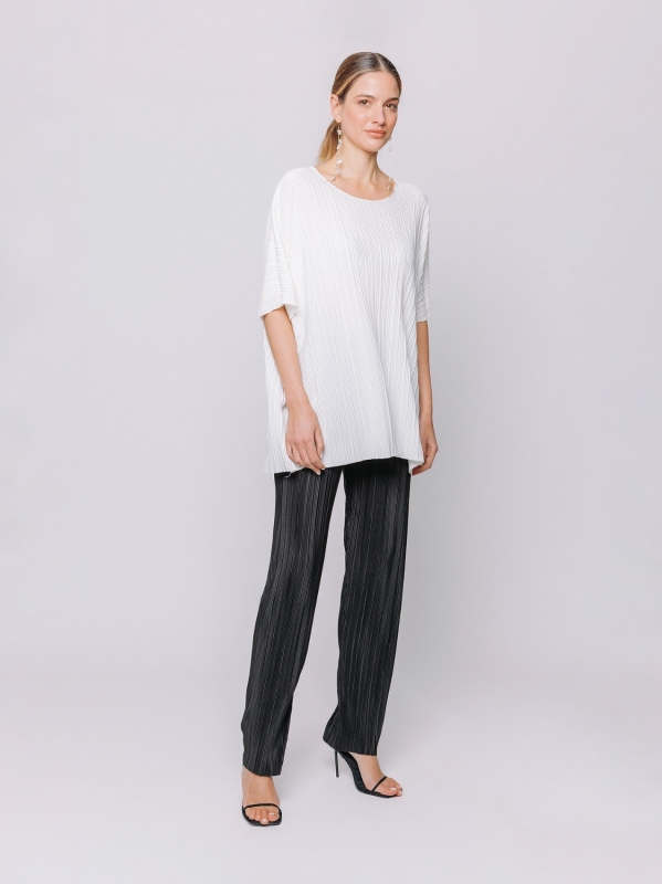Maxi t-shirt a scatola plissè