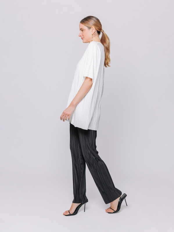 Maxi t-shirt a scatola plissè