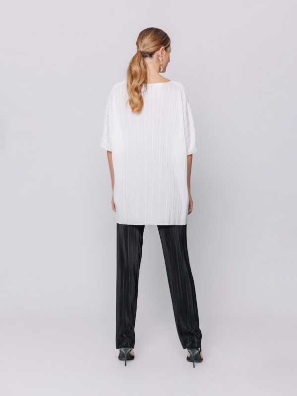 Maxi t-shirt a scatola plissè