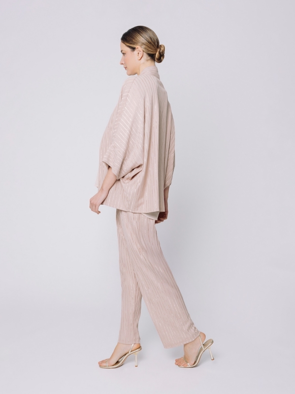 Stretch pinstripe kimono jacket