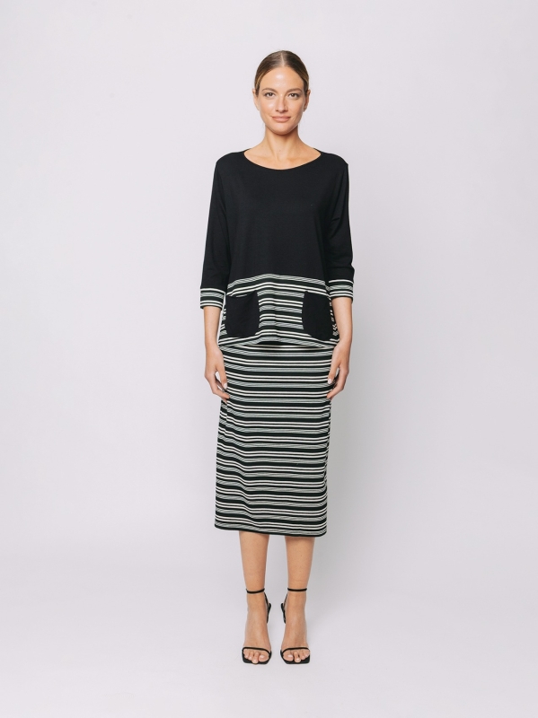 Boxy t-shirt con dettagli rigati