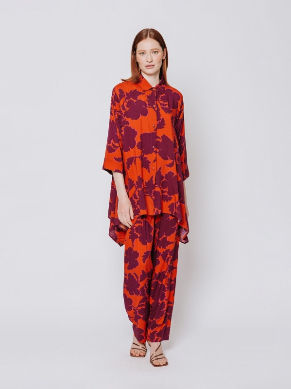 Maxi camicia stampa Fluo Ramage