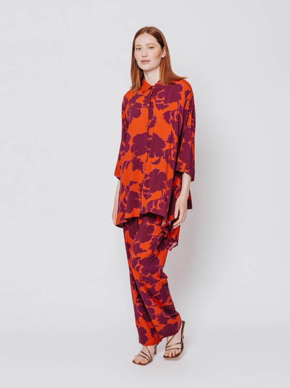 Maxi camicia stampa Fluo Ramage