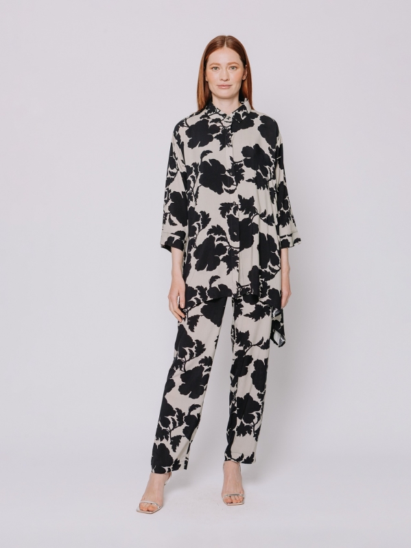 Maxi camicia stampa Grey Ramage