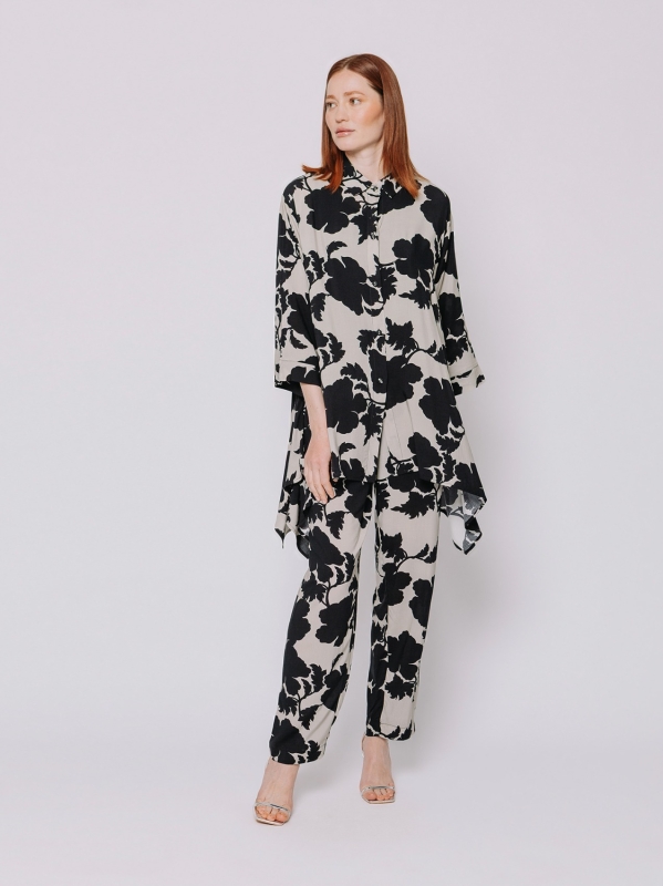 Maxi camicia stampa Grey Ramage