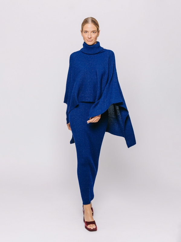 Maxi poncho in lana merino