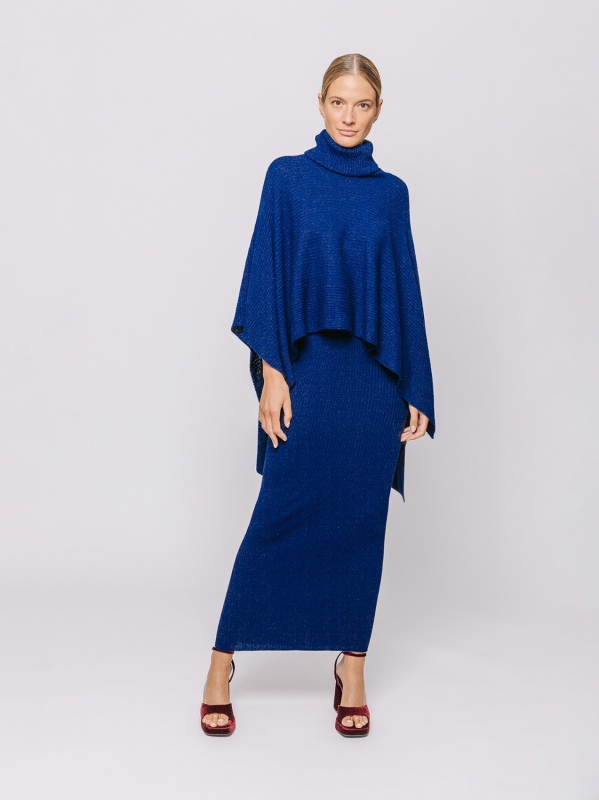 Maxi poncho in lana merino
