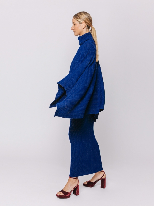 Maxi poncho in lana merino