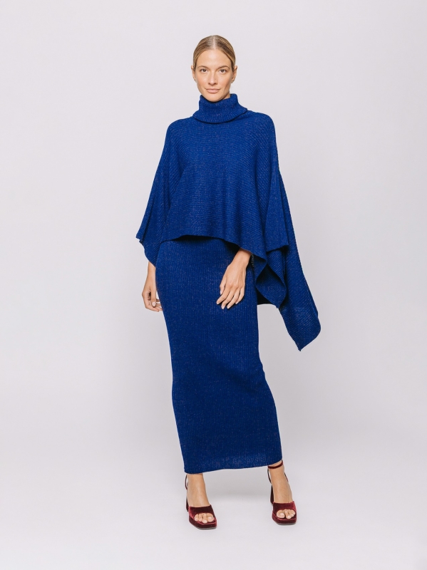 Maxi poncho in lana merino